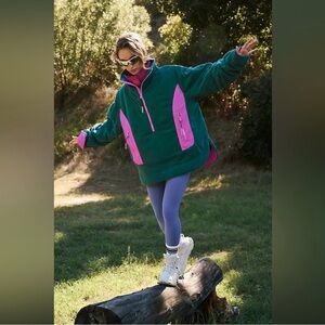 FP Movement by Free People Teal/green and vibrant/hot pink climber fleece jacket